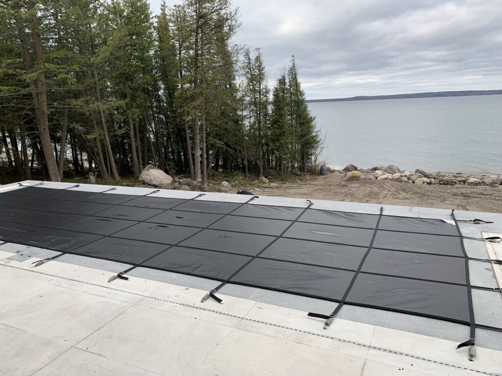 Image of a completed fiberglass pool winterization