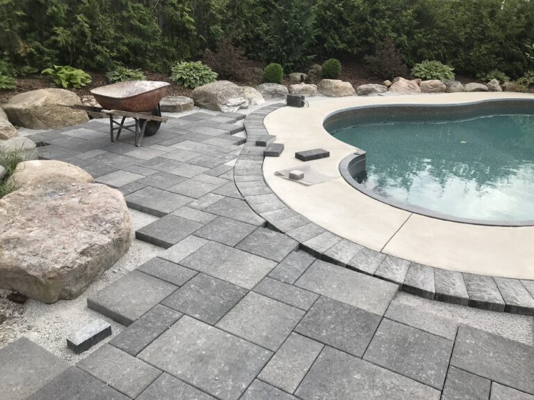 Vinyl Liner installation and patio / walkway for swimming pool