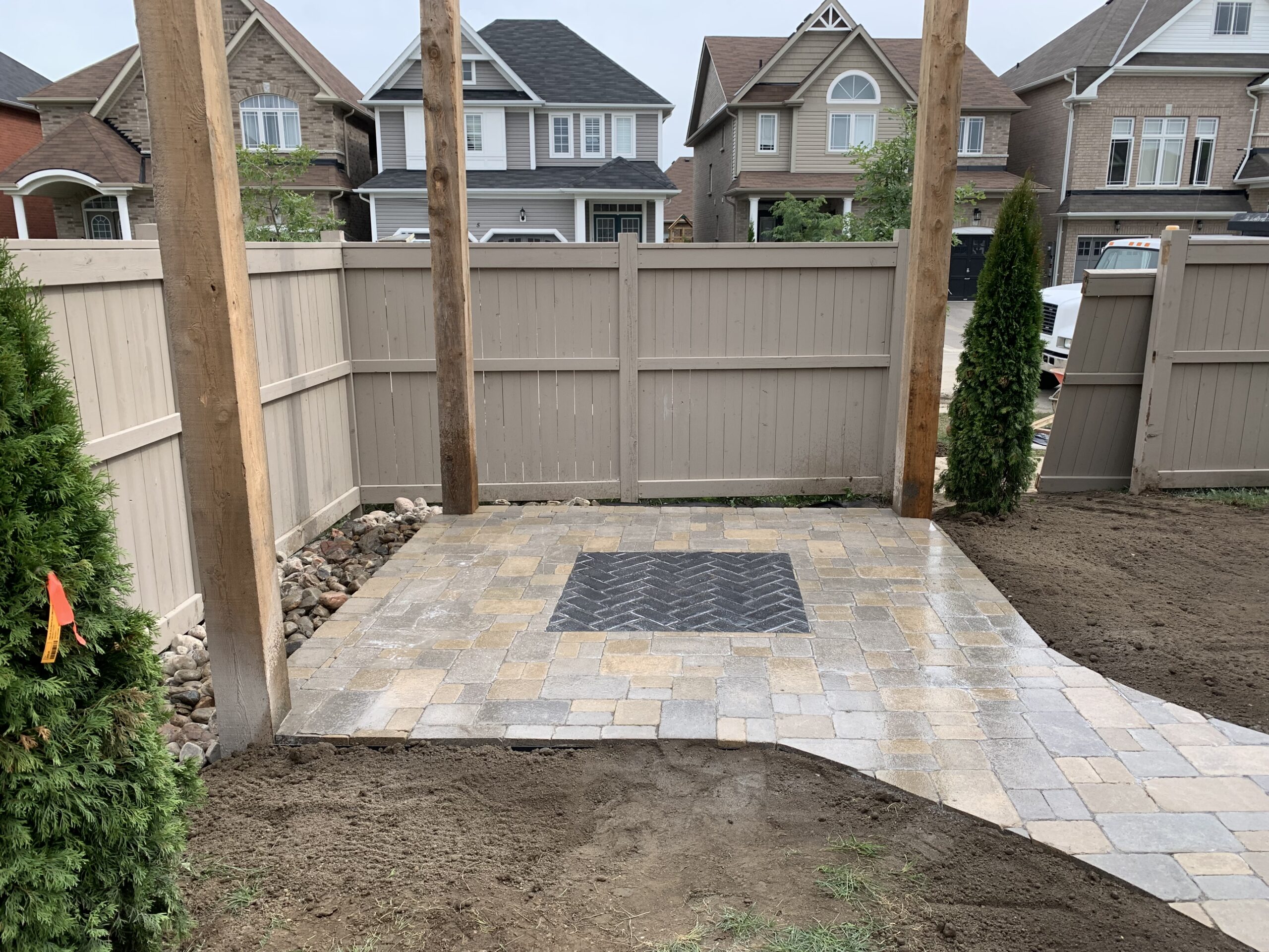 Concrete sonotube and timber post installation Barrie