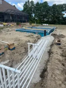 Plumbing rough in for a fiberglass pool installation in Tottenham