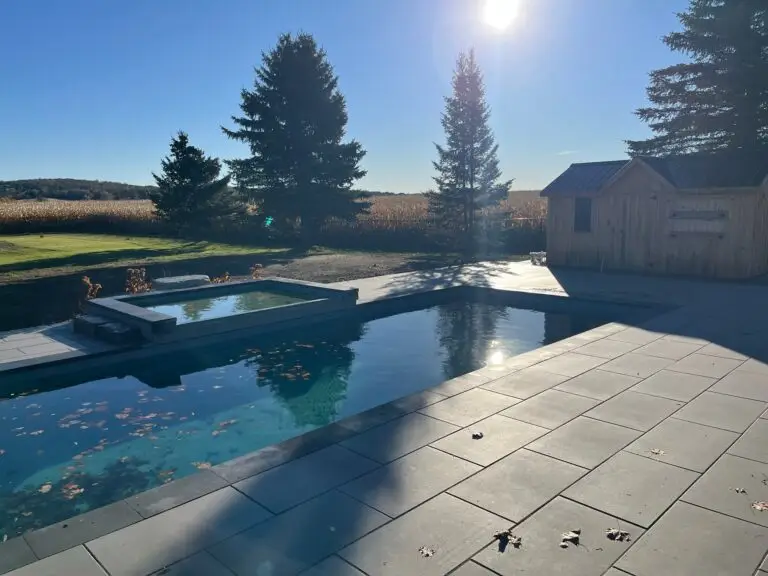 Prep of fiberglass pool for our seasonal swimming pool closing service