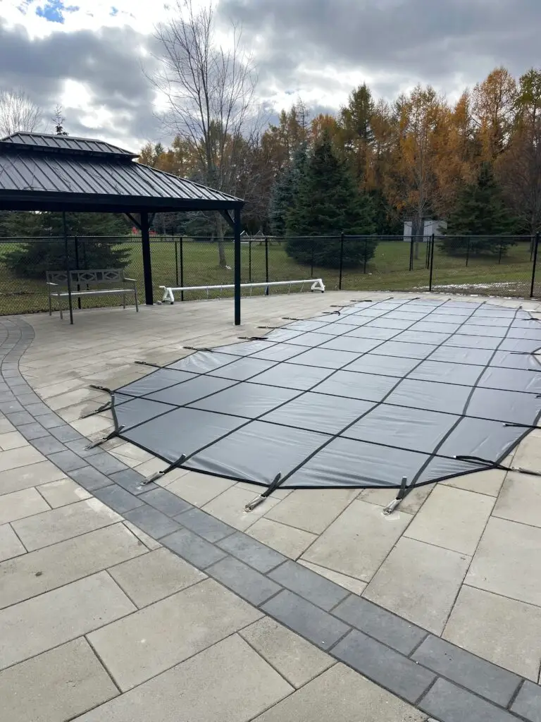The final install of a safety cover for winterization