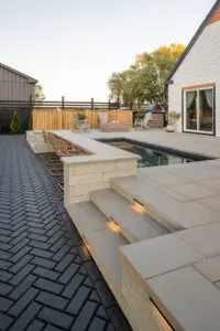 Precast pool installation with beautiful patio